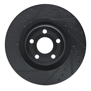 Ford Maverick Brake Rotor (1) - Front Left - R1 Concepts - Drilled & Slotted - Black - `22-`25
